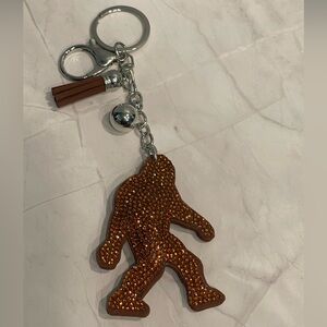 Brown Rhinestone Bigfoot Keychain